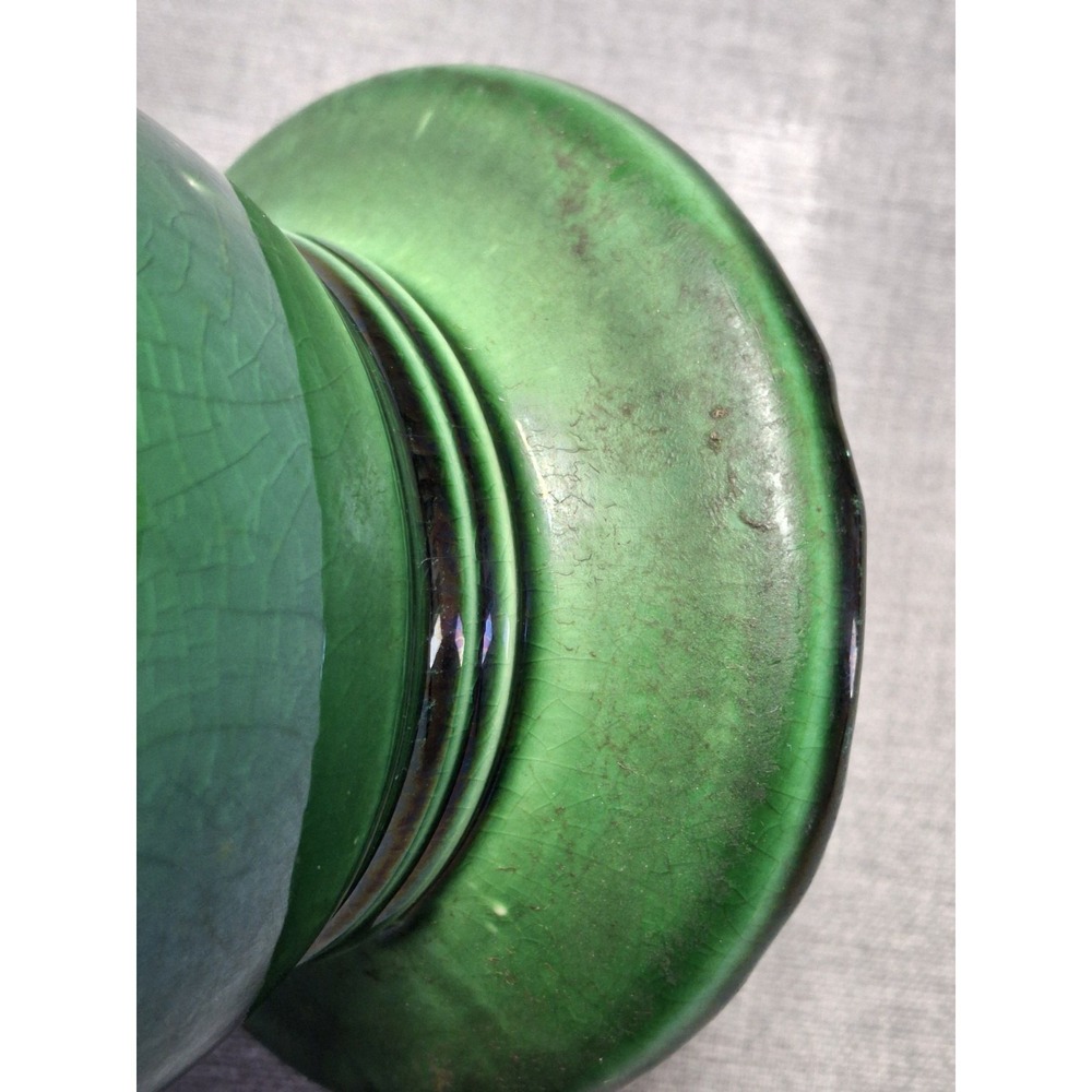 Vintage McCoy Pottery Green Ribbed Vase Tab Handles USA Art Pottery Mid Century - Picture 8 of 11